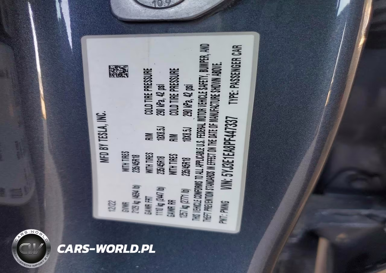 2023 Tesla Model 3 VIN:5YJ3E1EA8PF447337 - 12