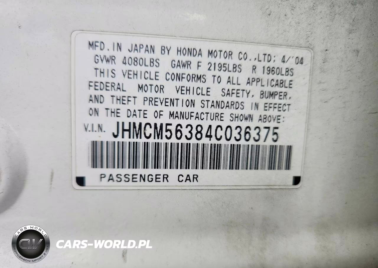 2004 Honda Accord Lx VIN:JHMCM56384C036375 - 12