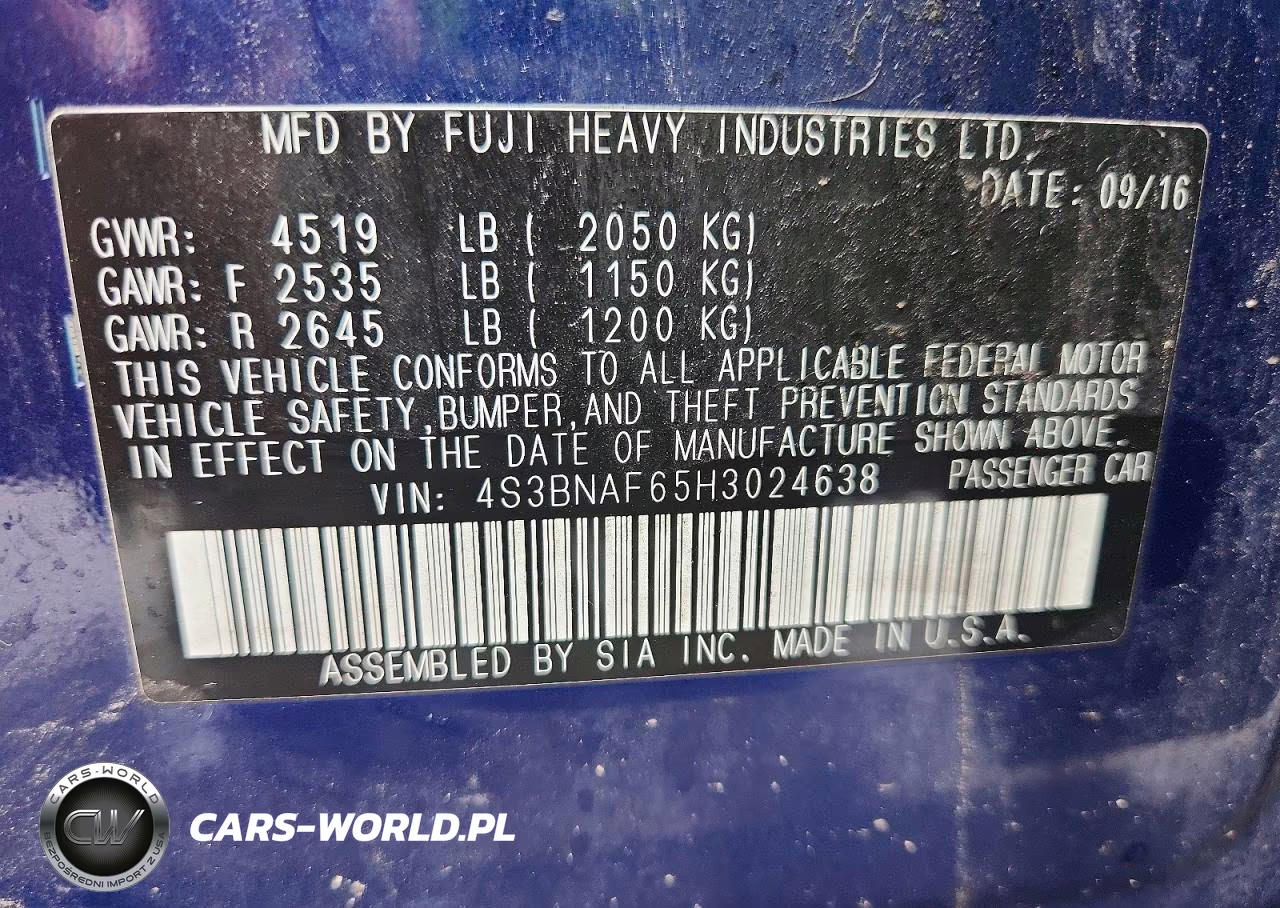2017 Subaru Legacy 2.5I Premium VIN:4S3BNAF65H3024638 - 13