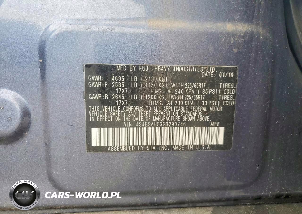 2016 Subaru Outback 2.5I Premium VIN:4S4BSAHC3G3290746 - 12