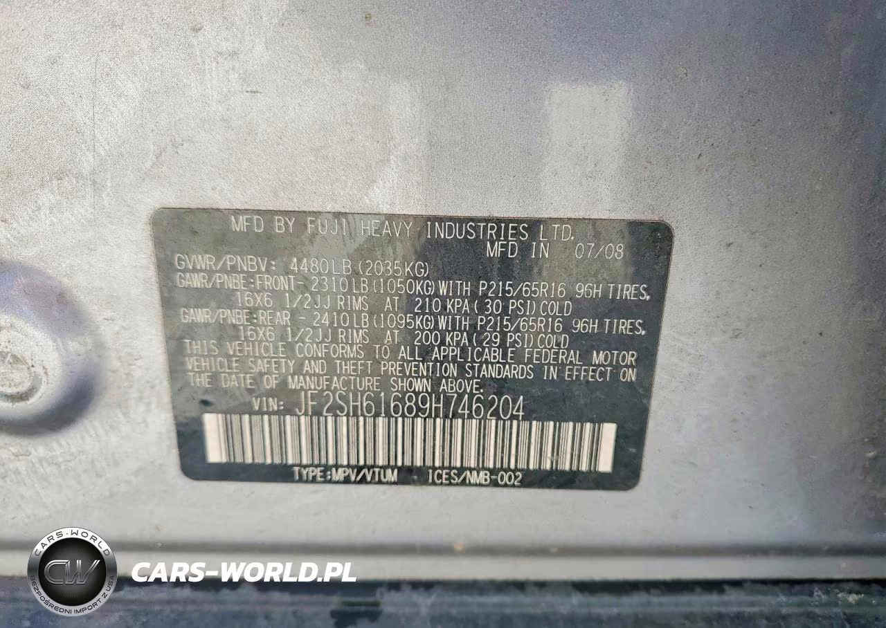 2009 Subaru Forester 2.5X VIN:JF2SH61689H746204 - 13