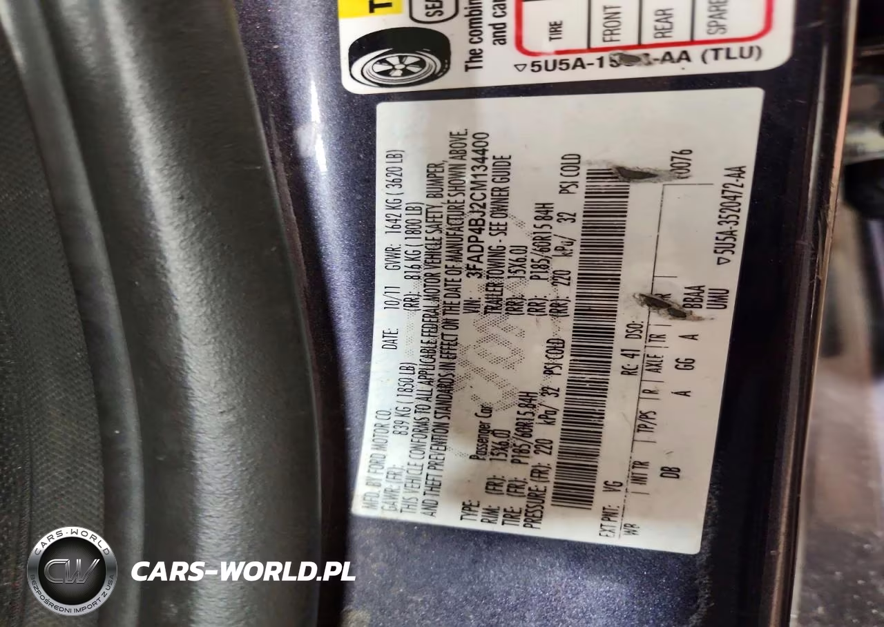 2012 Ford Fiesta Se VIN:3FADP4BJ2CM134400 - 12