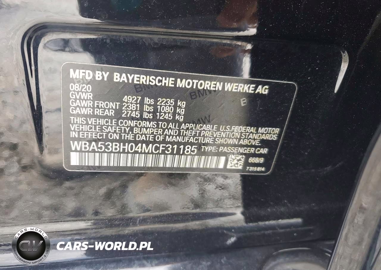 2021 BMW 530 I VIN:WBA53BH04MCF31185 - 12