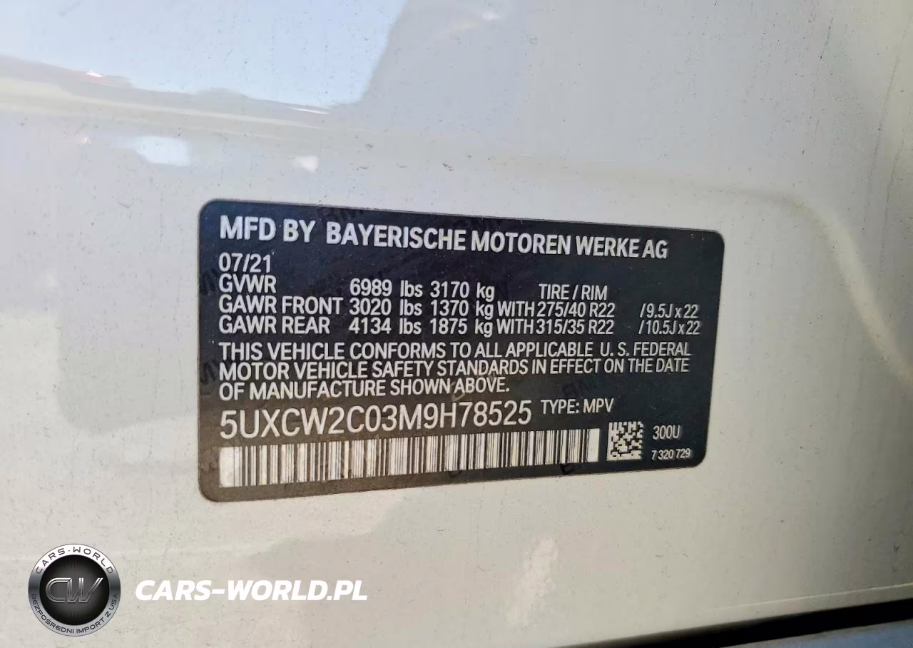 2021 BMW X7 xDrive40I VIN:5UXCW2C03M9H78525 - 13