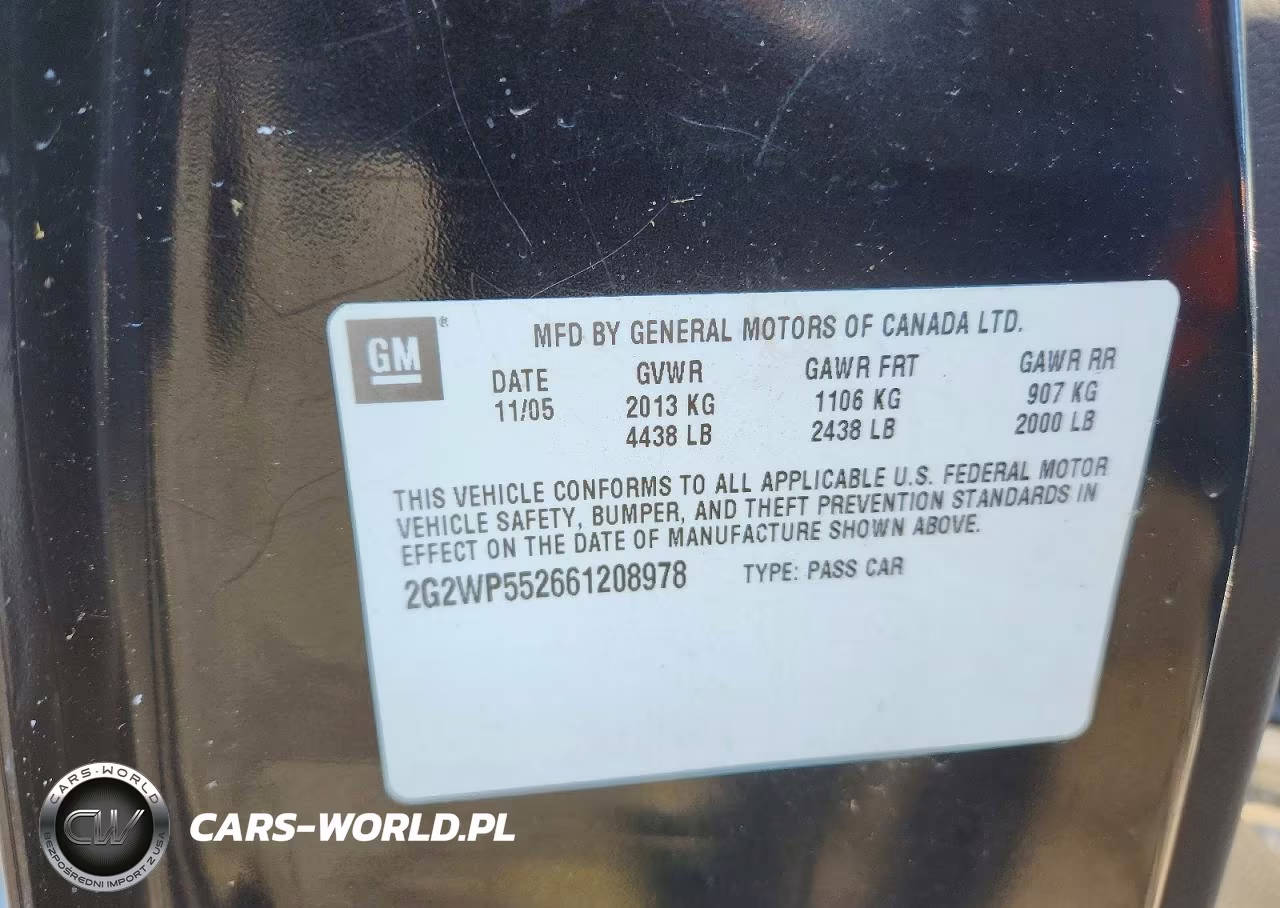 2006 Pontiac Grand Prix VIN:2G2WP552661208978 - 12