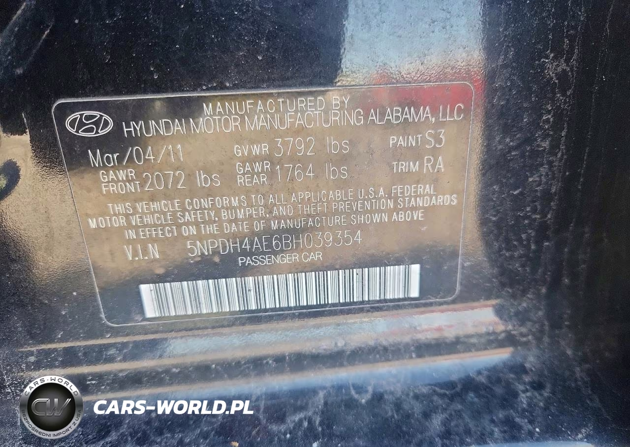 2011 Hyundai Elantra Gls VIN:5NPDH4AE6BH039354 - 12