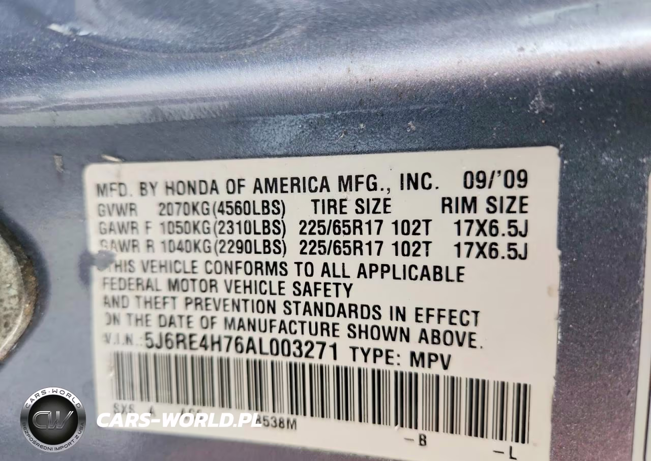 2010 Honda Cr-V Exl VIN:5J6RE4H76AL003271 - 13