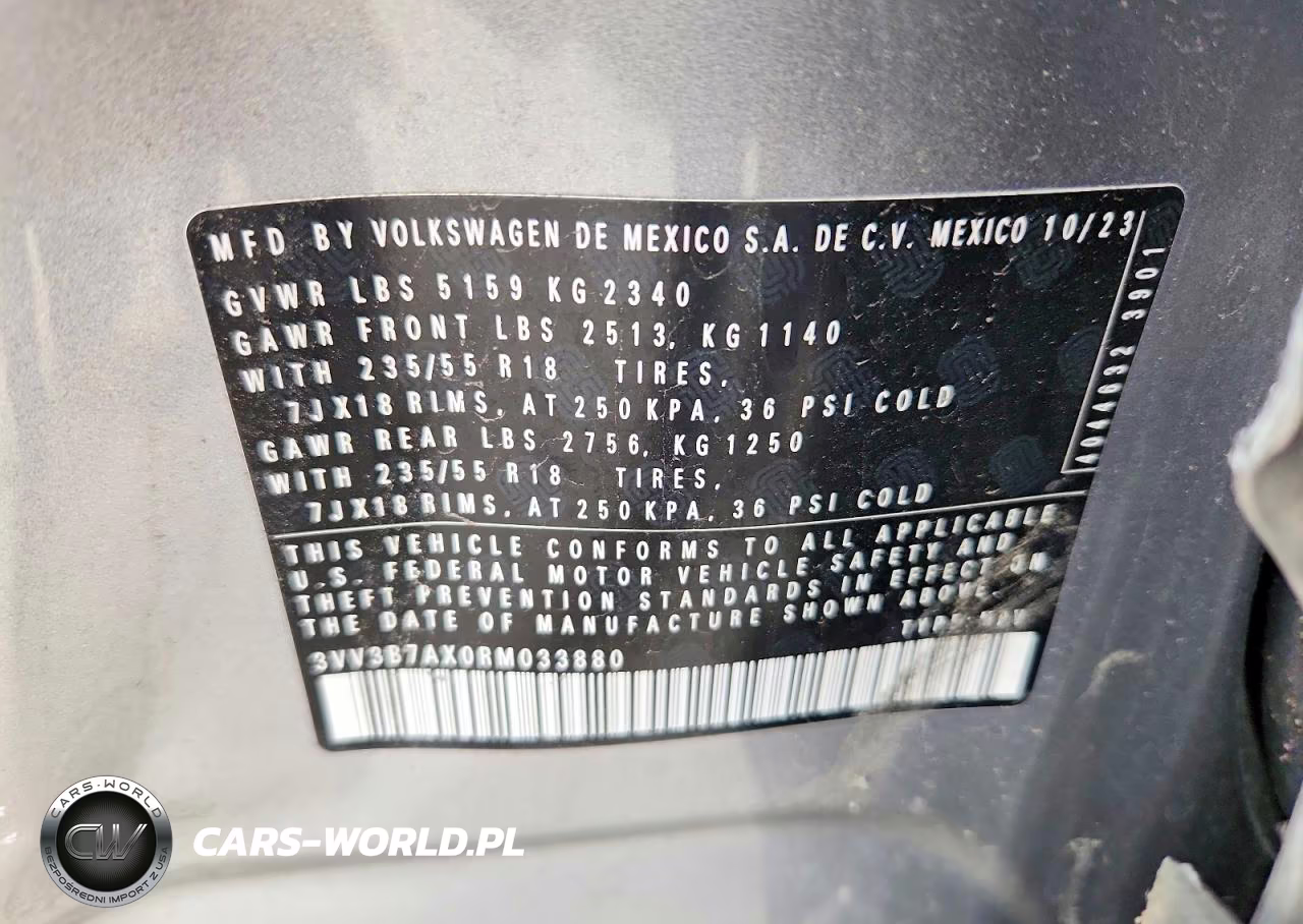2024 Volkswagen Tiguan Se VIN:3VV3B7AX0RM033880 - 14