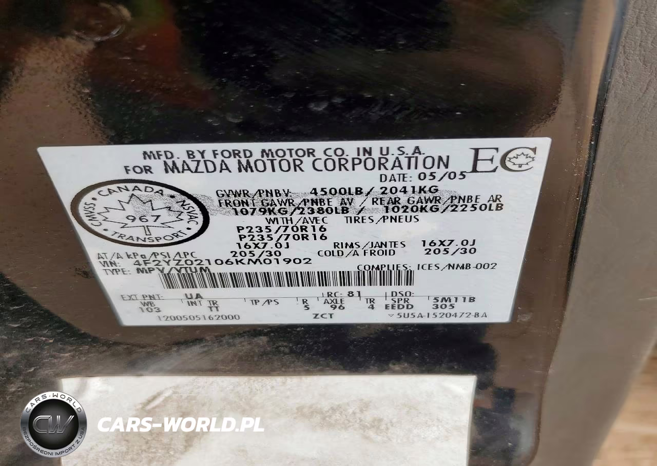 2006 Mazda Tribute S VIN:4F2YZ02106KM01902 - 12