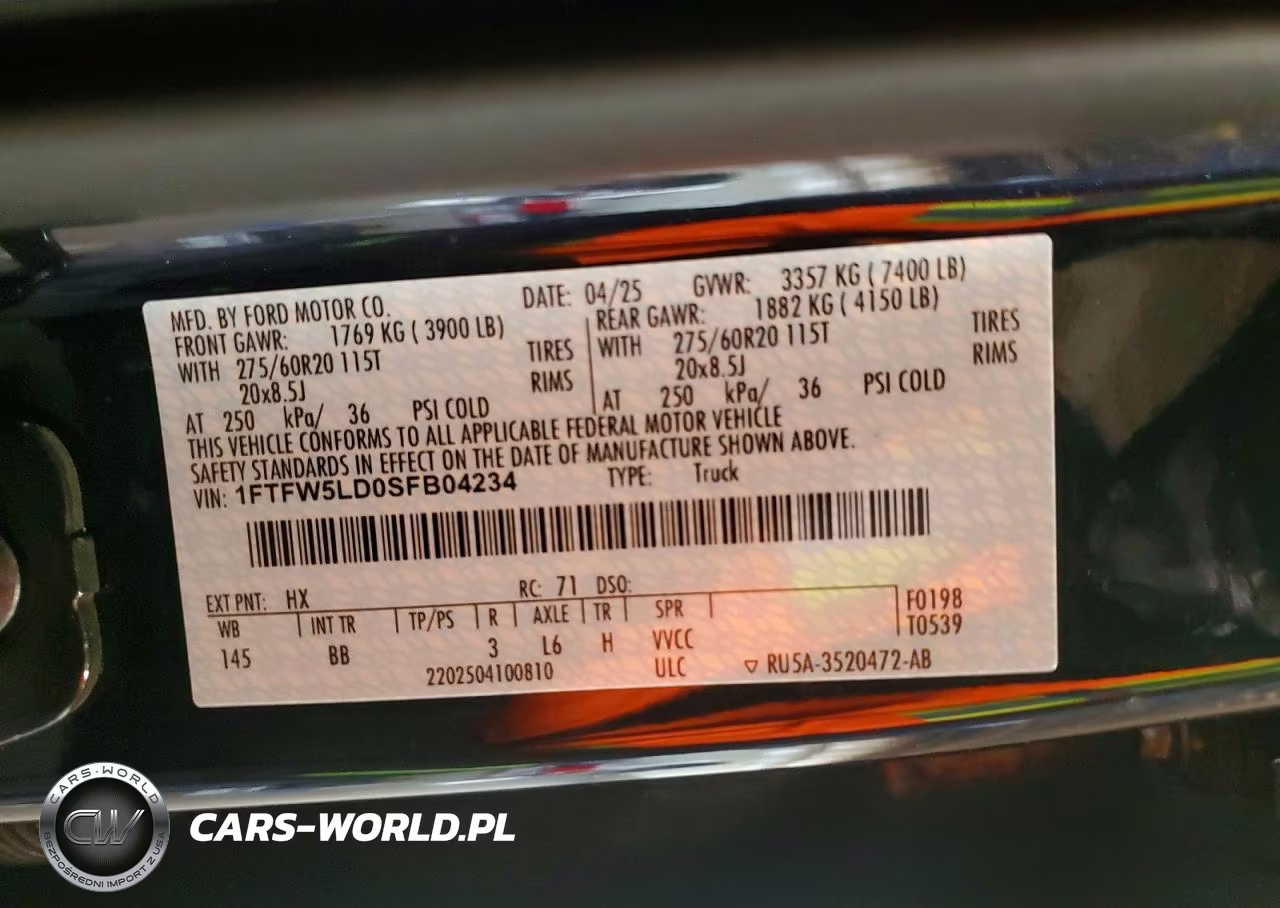 2025 Ford F150 Lariat VIN:1FTFW5LD0SFB04234 - 12