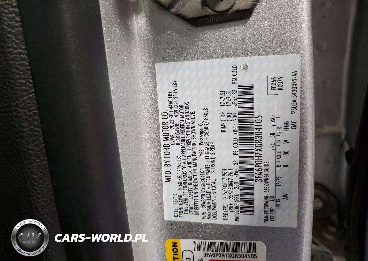 2016 Ford Fusion Se VIN:3FA6P0H7XGR304105 - 12