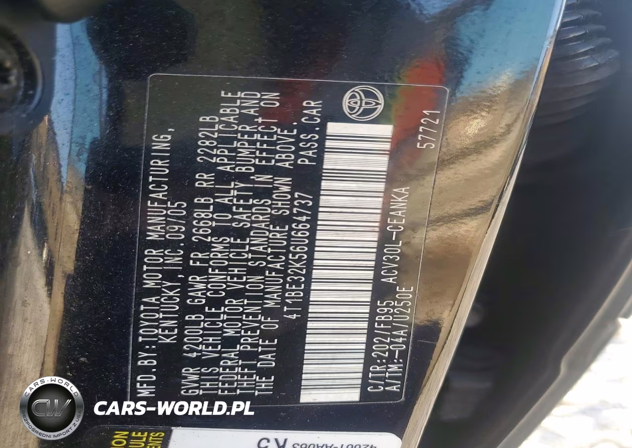2006 Toyota Camry Standard VIN:4T1BE32K56U664737 - 12