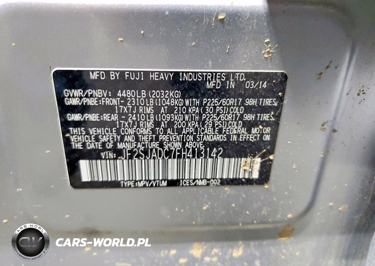 2015 Subaru Forester 2.5I Premium VIN:JF2SJADC7FH413142 - 12