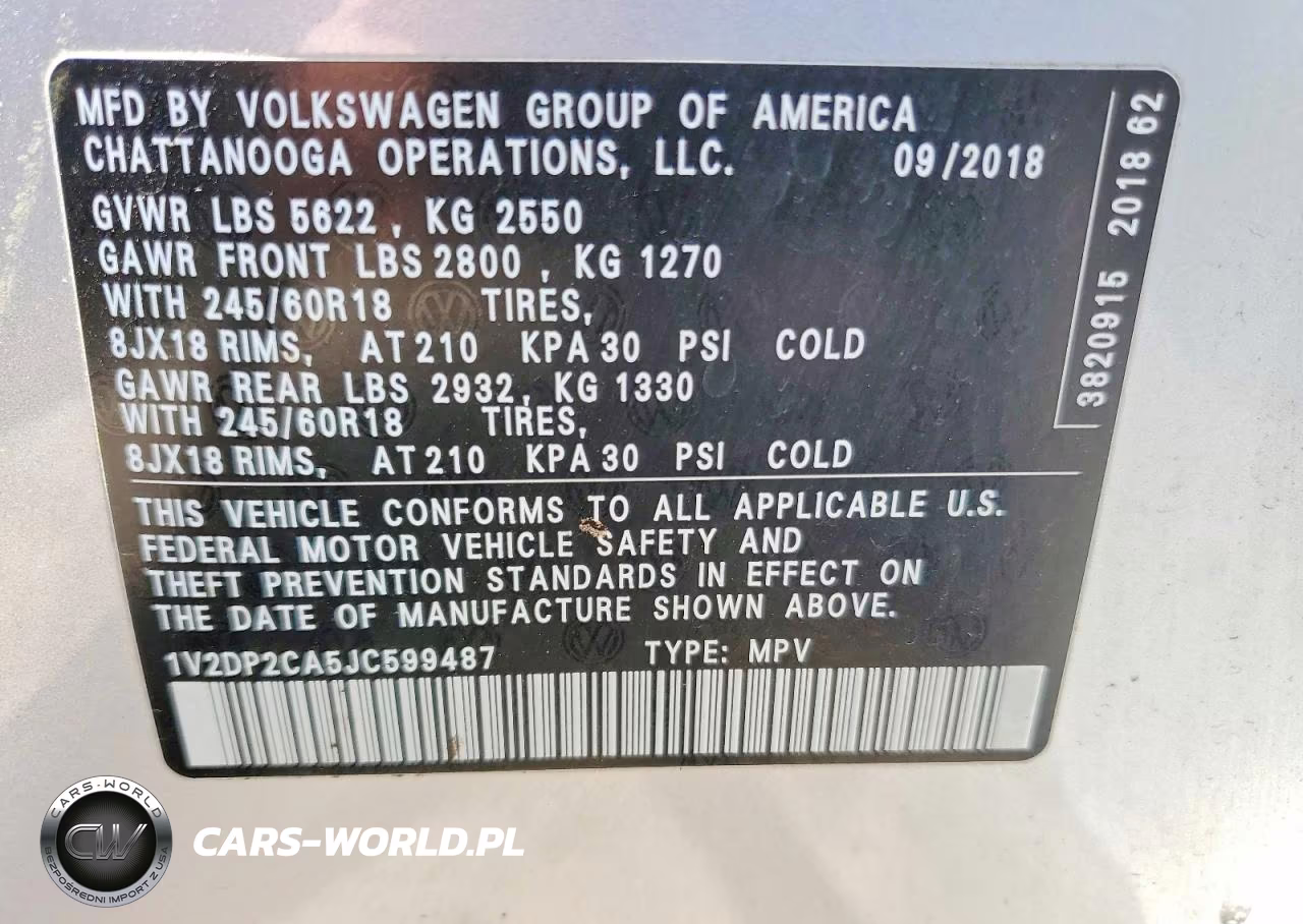 2018 Volkswagen Atlas Se VIN:1V2DP2CA5JC599487 - 13