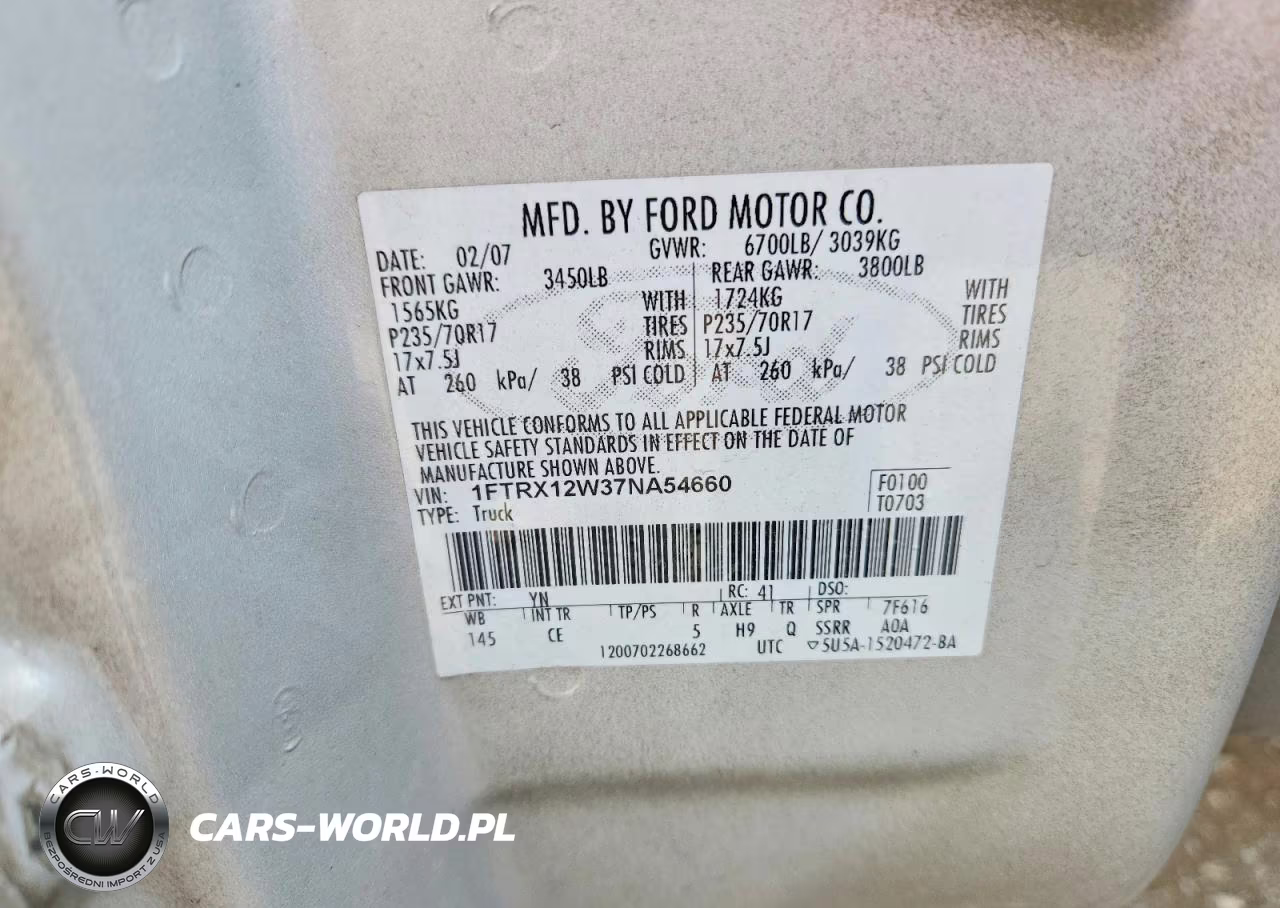 2007 Ford F150 VIN:1FTRX12W37NA54660 - 13