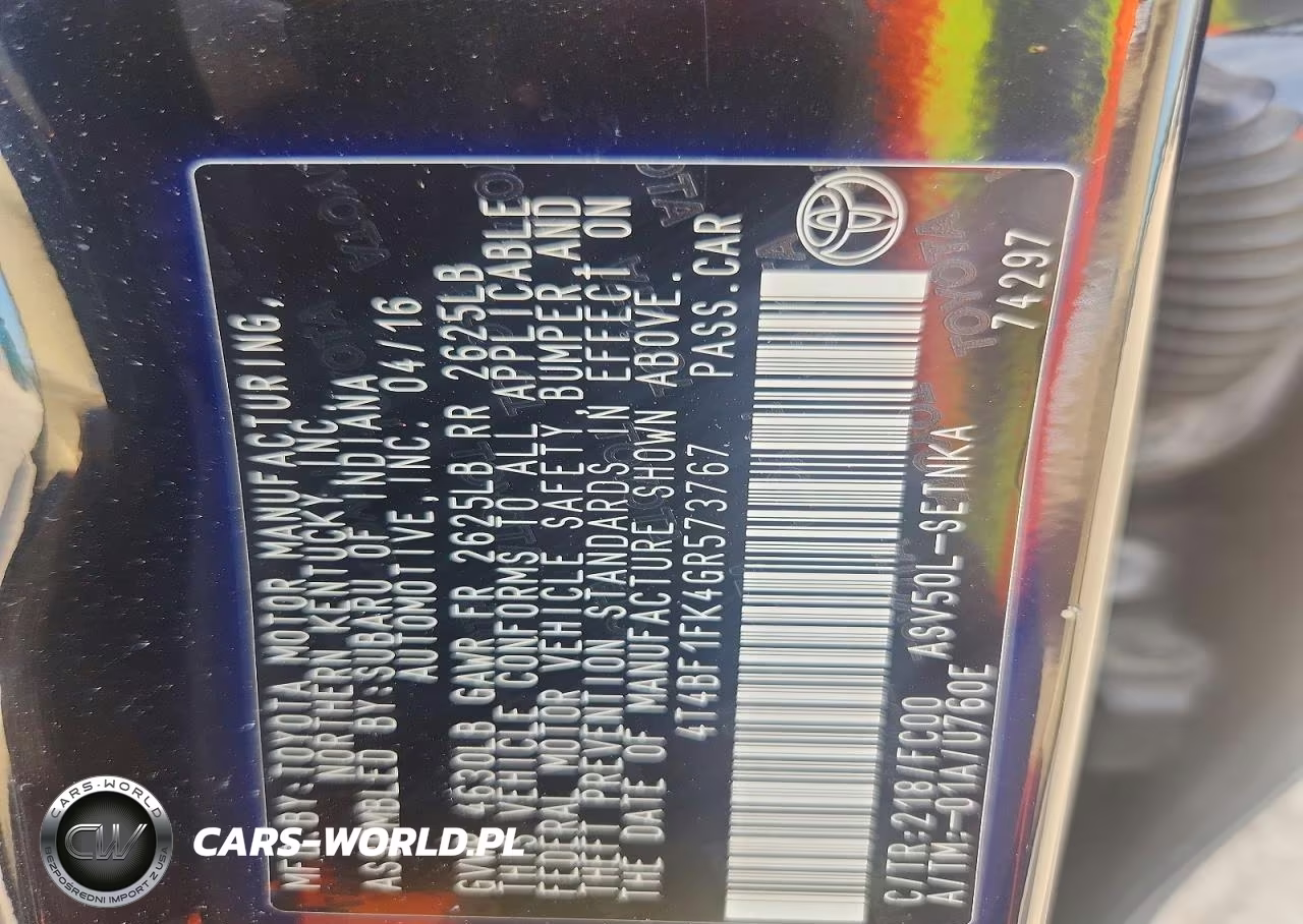 2016 Toyota Camry Le VIN:4T4BF1FK4GR573767 - 12
