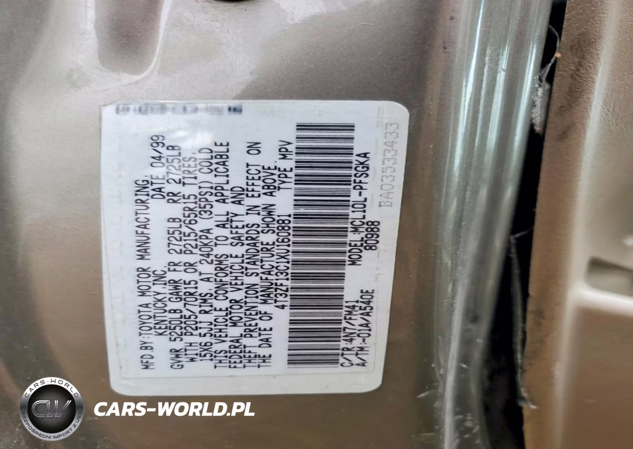 1999 Toyota Sienna Xle VIN:4T3ZF13C1XU160881 - 12