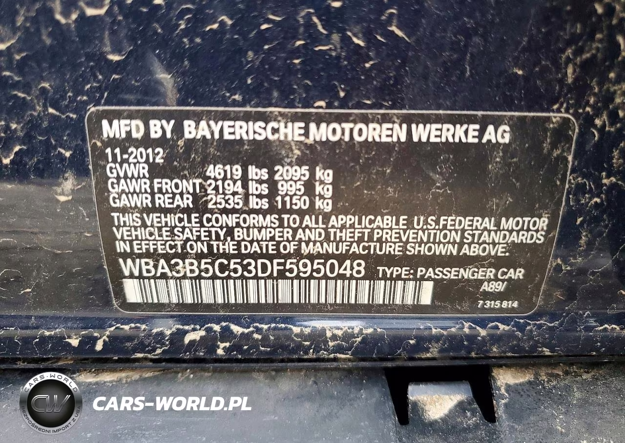 2013 BMW 328 Xi Sulev VIN:WBA3B5C53DF595048 - 12