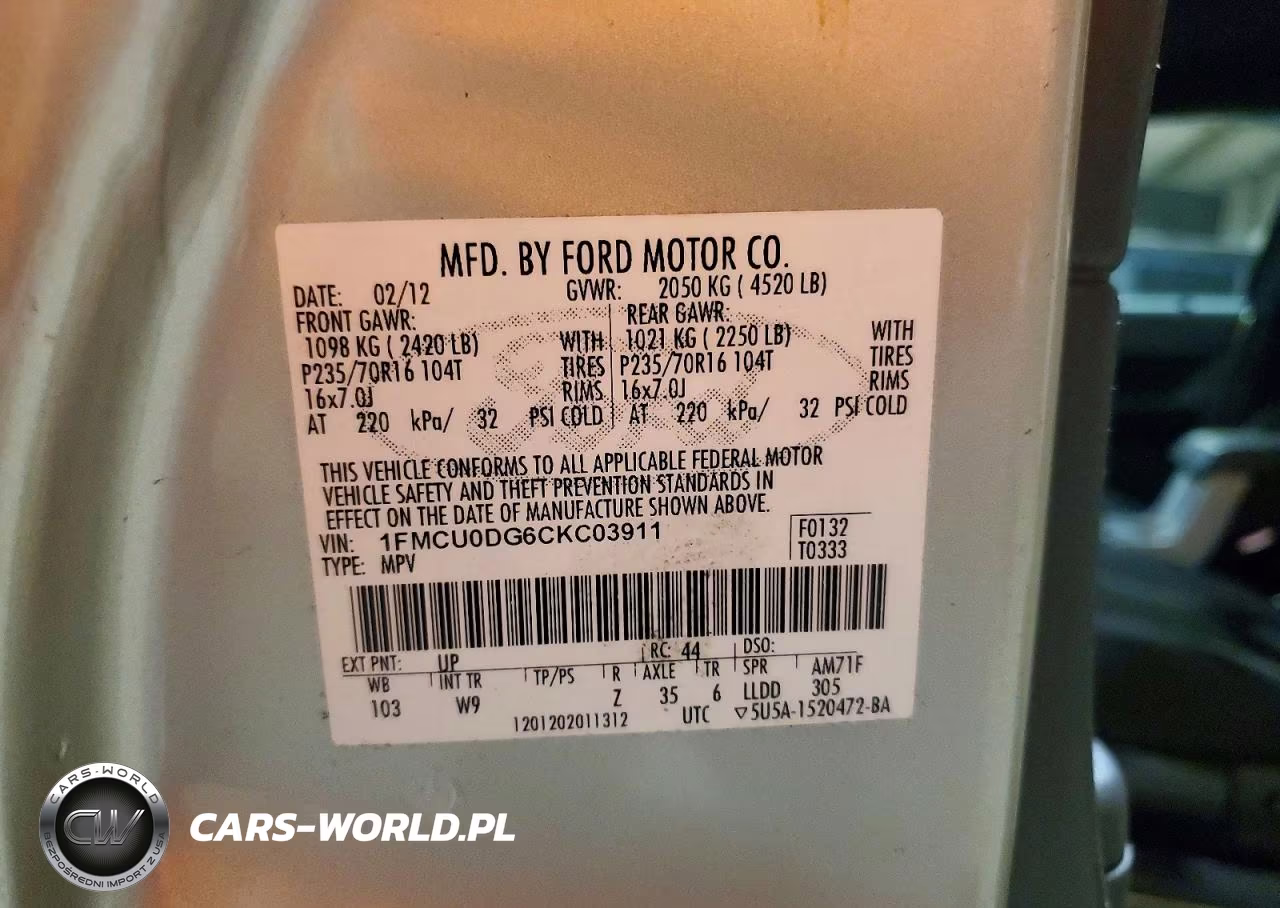 2012 Ford Escape Xlt VIN:1FMCU0DG6CKC03911 - 13