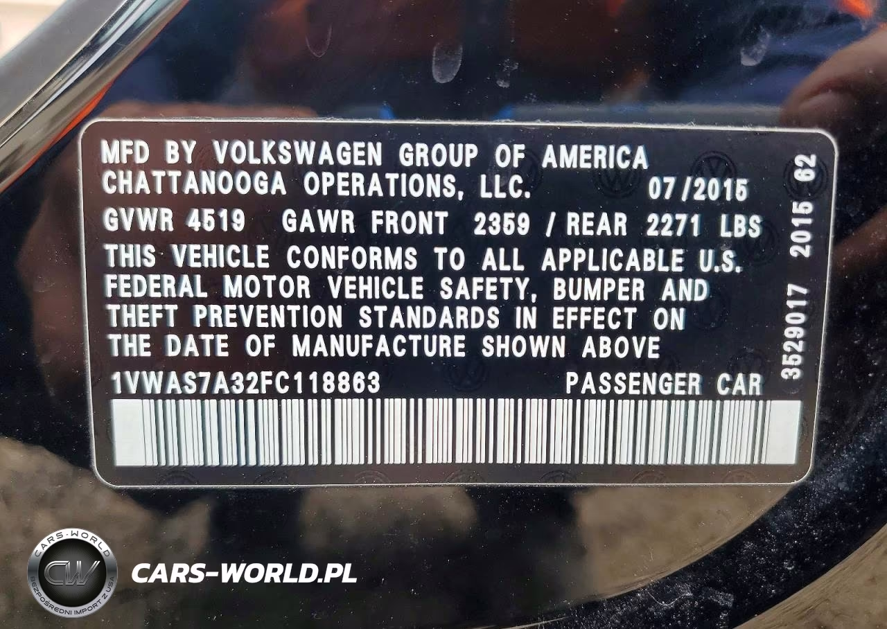 2015 Volkswagen Passat S VIN:1VWAS7A32FC118863 - 12