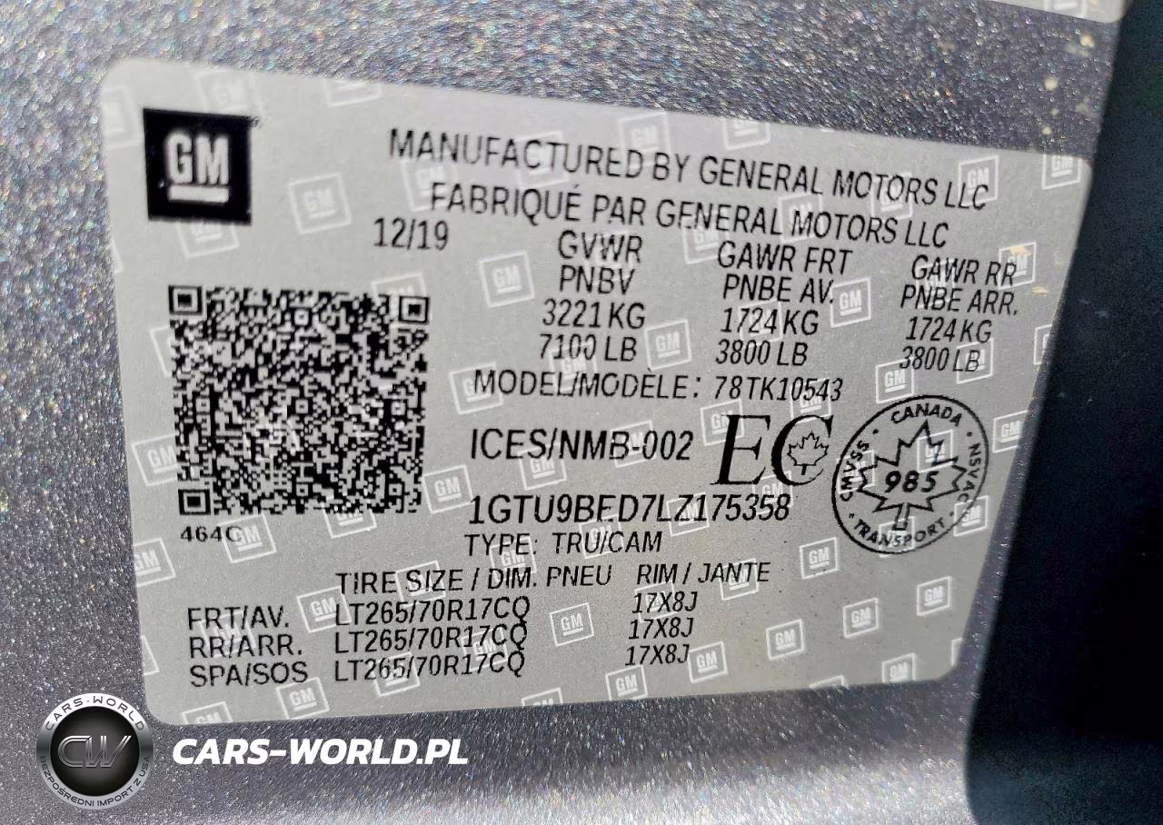 2020 GMC Sierra K1500 Sle VIN:1GTU9BED7LZ175358 - 12