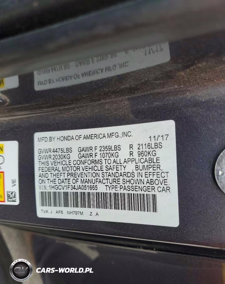2018 Honda Accord Sport VIN:1HGCV1F34JA051665 - 12