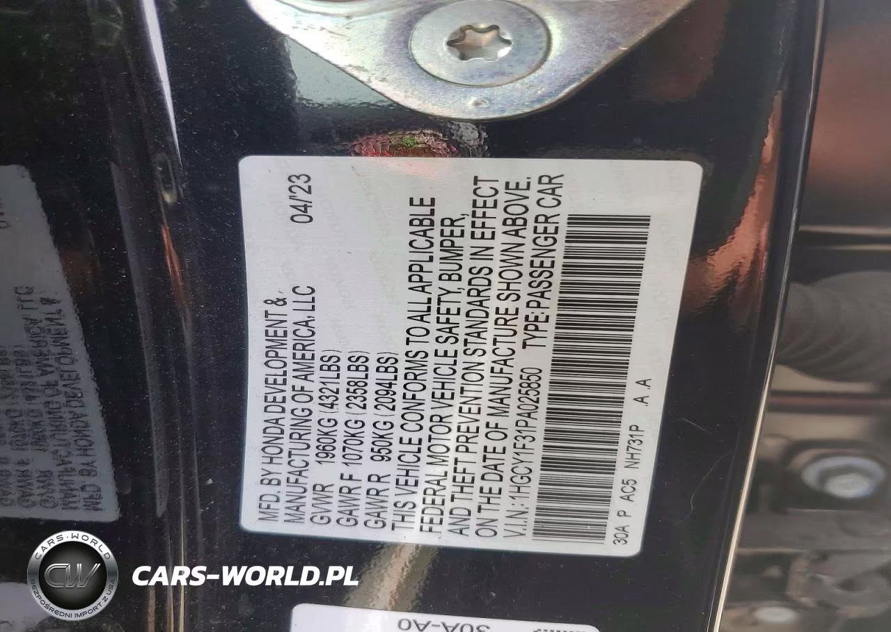 2023 Honda Accord Ex VIN:1HGCY1F31PA025850 - 12