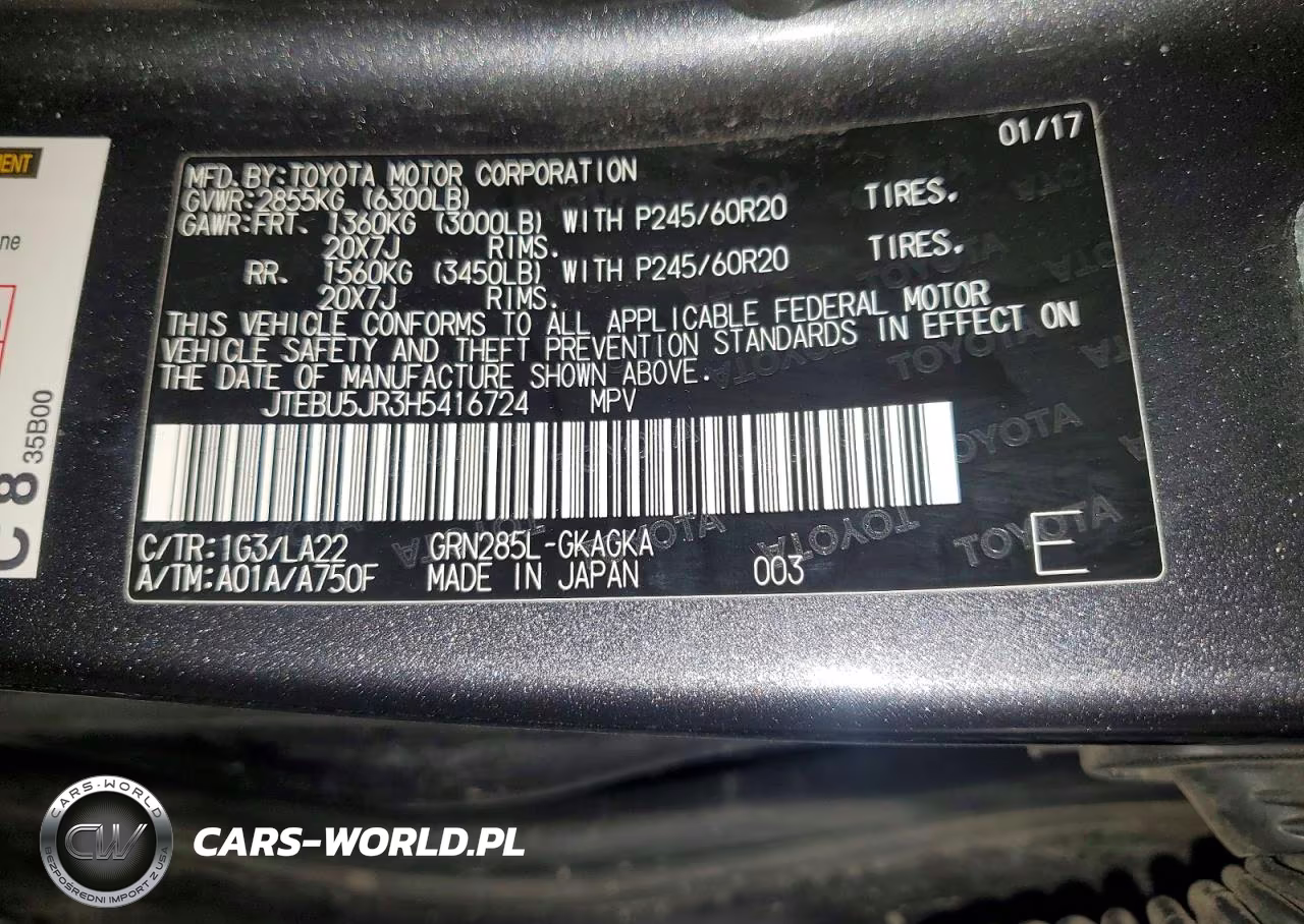 2017 Toyota 4Runner Limited VIN:JTEBU5JR3H5416724 - 13