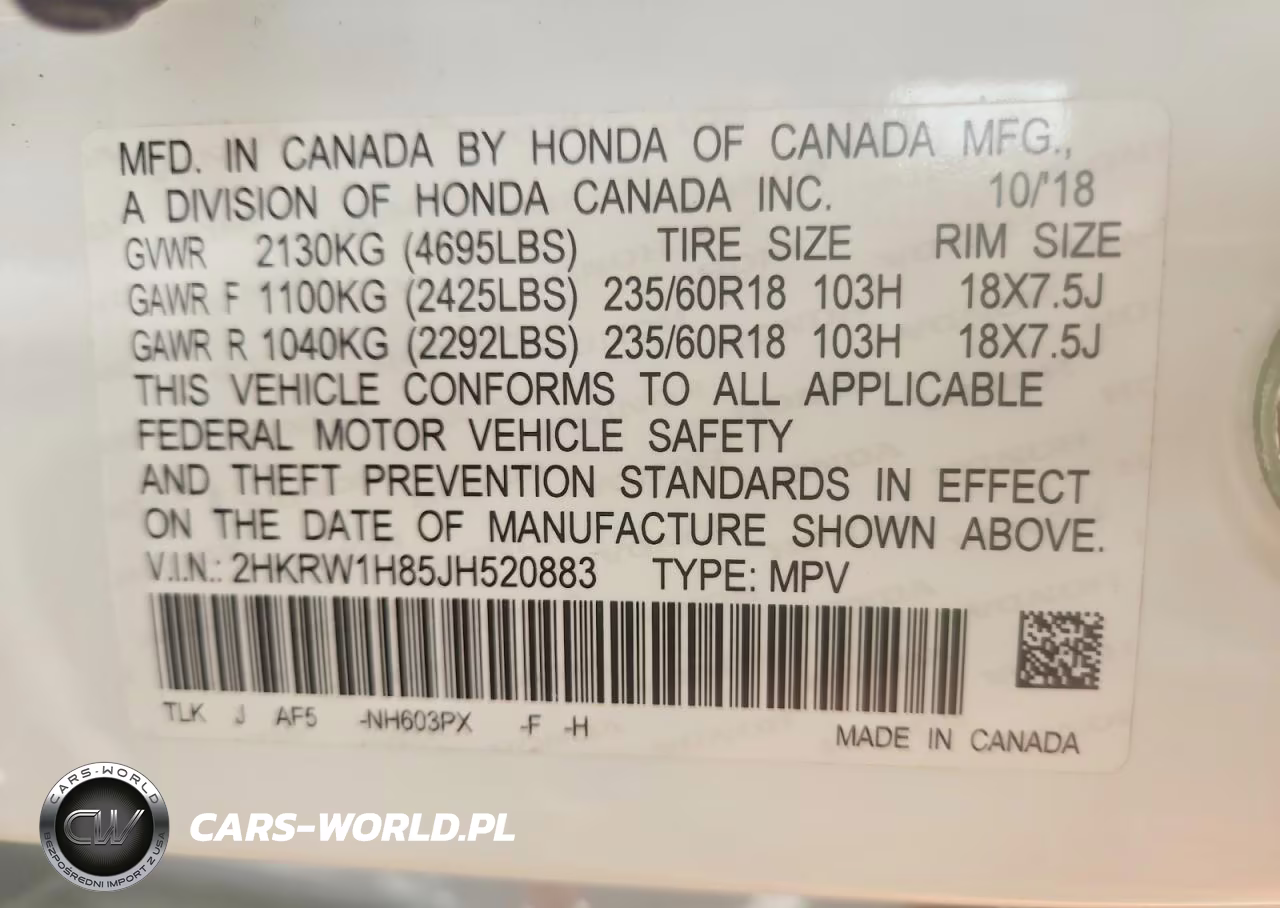 2018 Honda Cr-V Exl VIN:2HKRW1H85JH520883 - 12