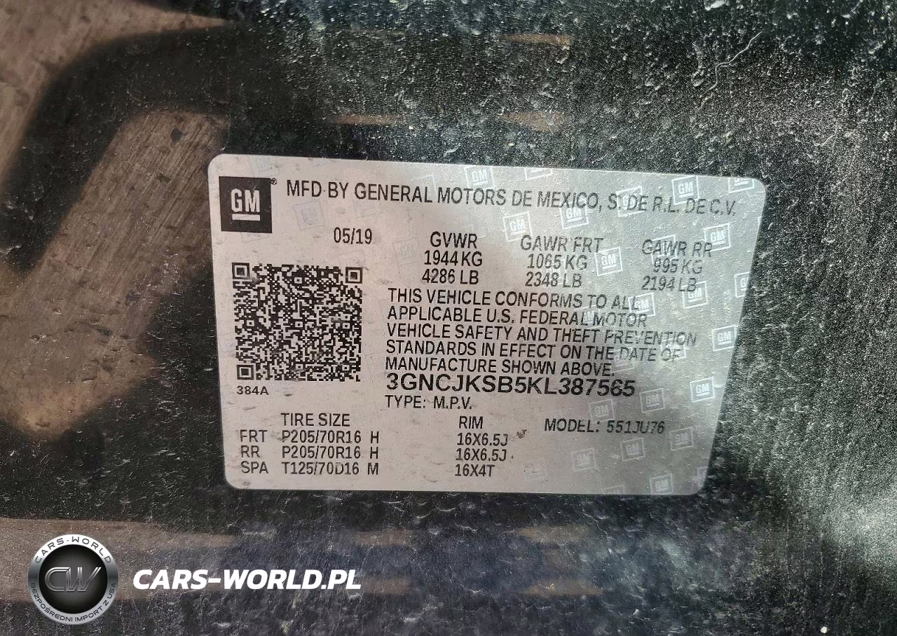 2019 Chevrolet Trax Ls VIN:3GNCJKSB5KL387565 - 12