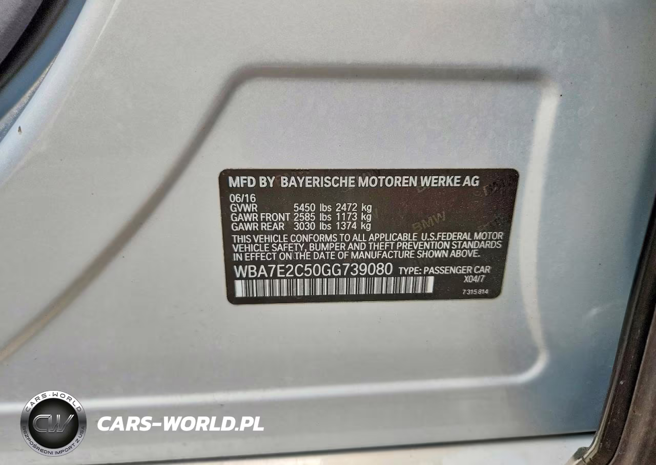 2016 BMW 740 I VIN:WBA7E2C50GG739080 - 12