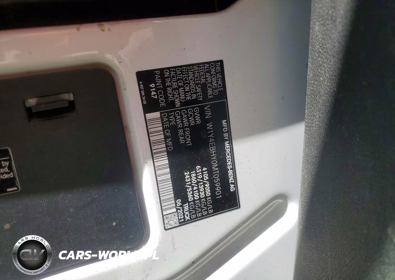 2021 Mercedes Benz Sprinter 2500 Delivery Van VIN:W1Y4EBHY0MT059901 - 13
