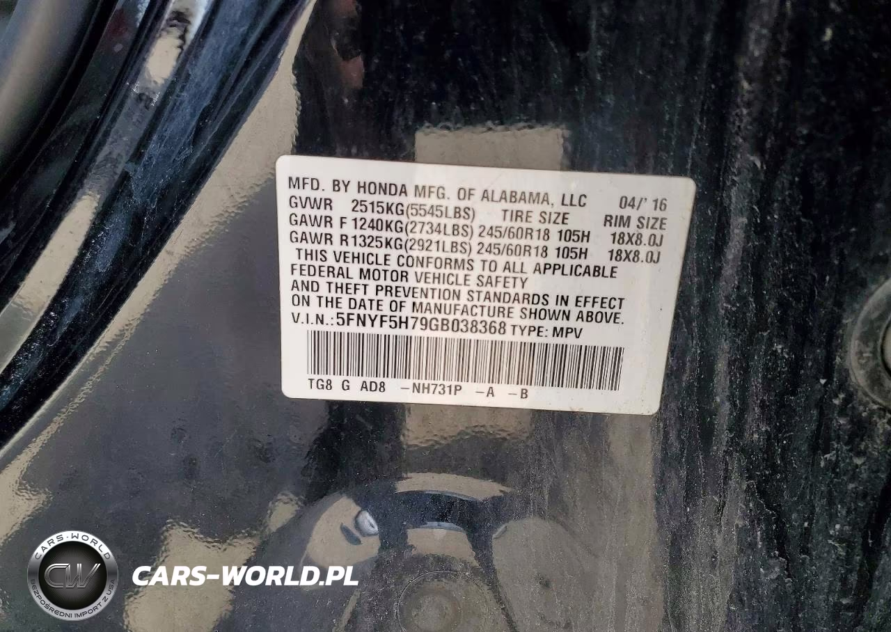 2016 Honda Pilot Exln VIN:5FNYF5H79GB038368 - 13