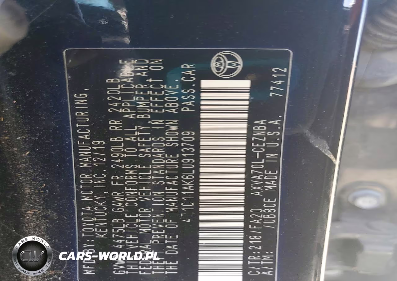 2020 Toyota Camry Le VIN:4T1C11AK6LU913709 - 12