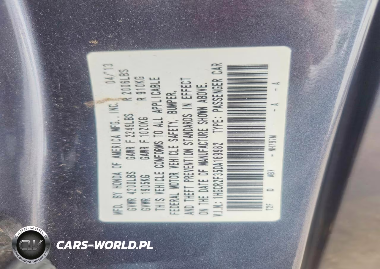 2013 Honda Accord Lx VIN:1HGCR2F35DA169982 - 12