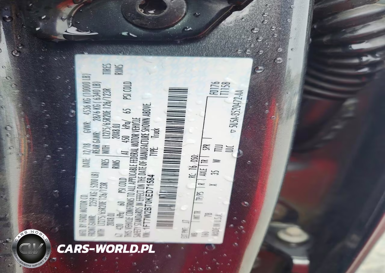 2019 Ford F250 Super Duty VIN:1FT7W2BT0KED71584 - 12