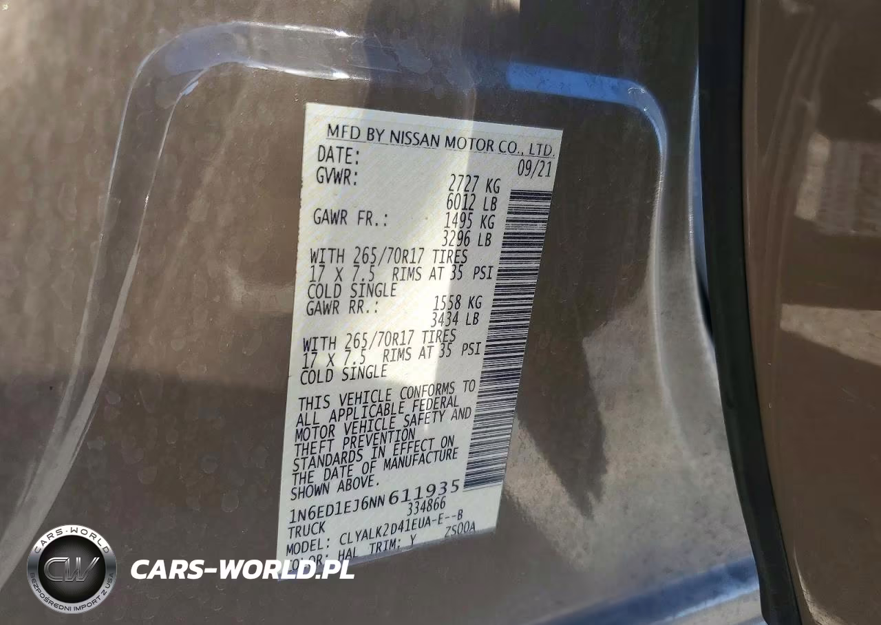 2022 Nissan Frontier Pro-X VIN:1N6ED1EJ6NN611935 - 13