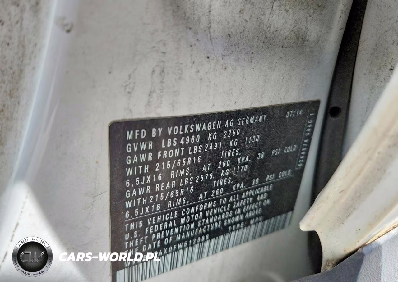 2015 Volkswagen Tiguan S VIN:WVGBV7AX0FW512888 - 13