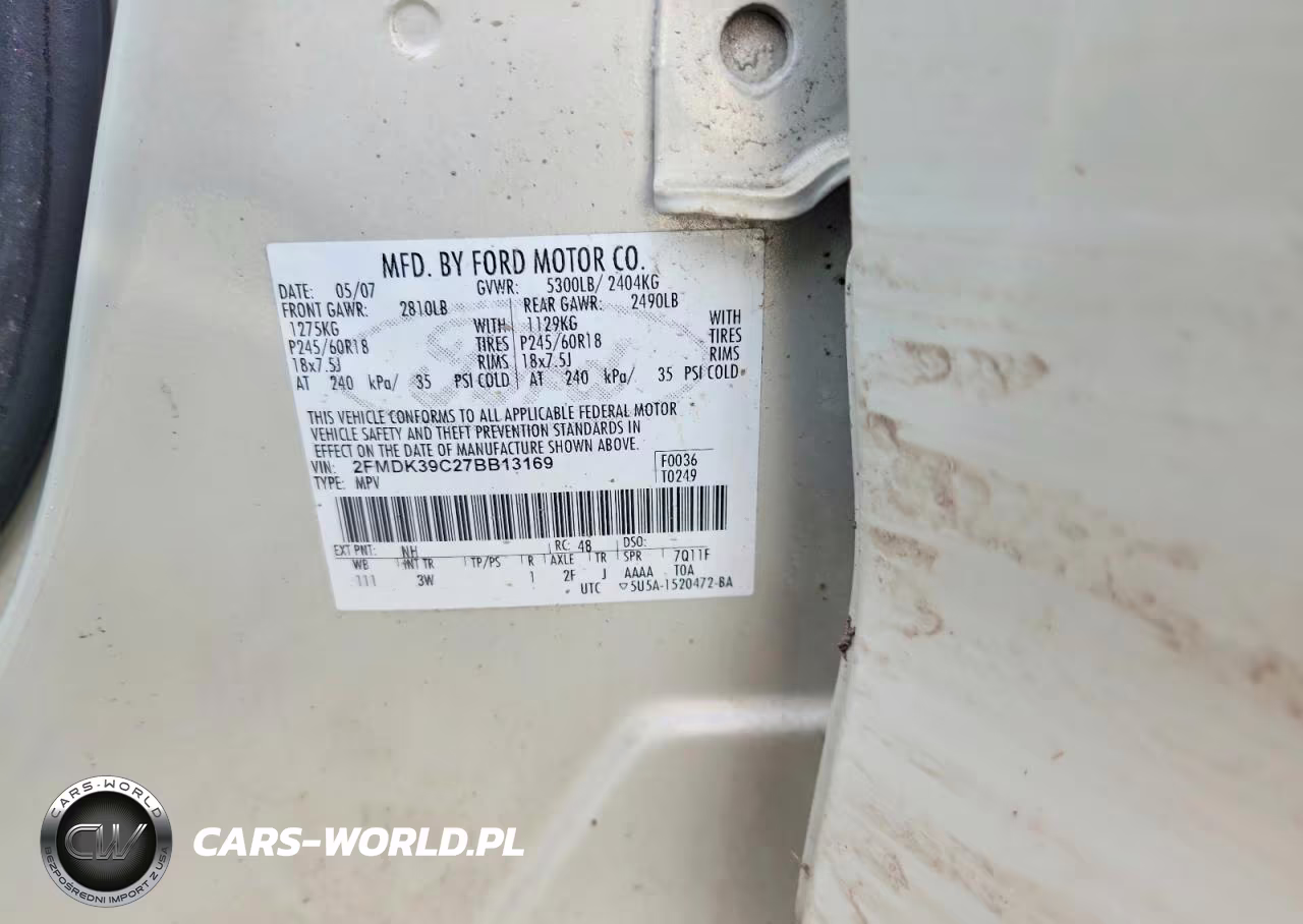 2007 Ford Edge Sel Plus VIN:2FMDK39C27BB13169 - 12