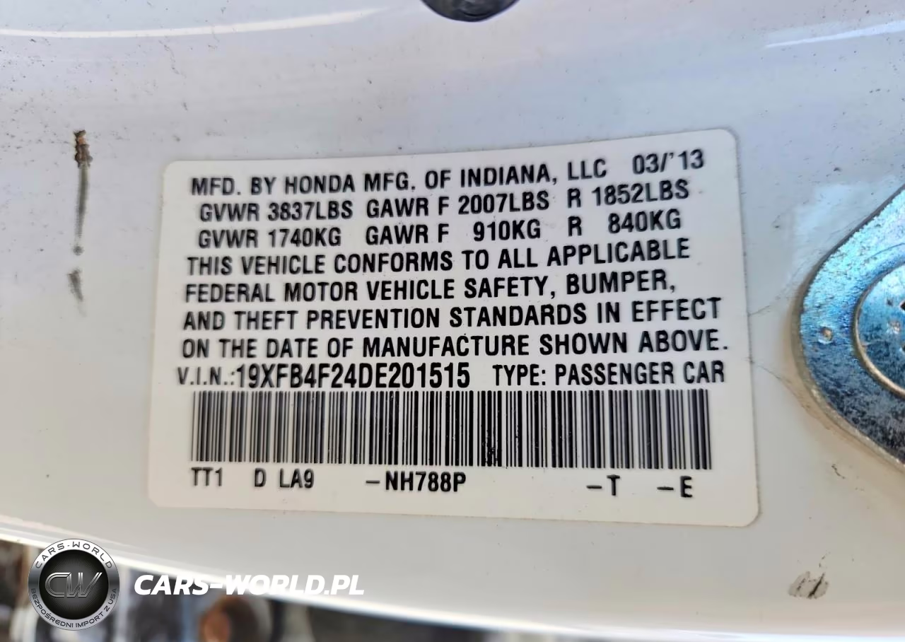 2013 Honda Civic Hybrid VIN:19XFB4F24DE201515 - 12