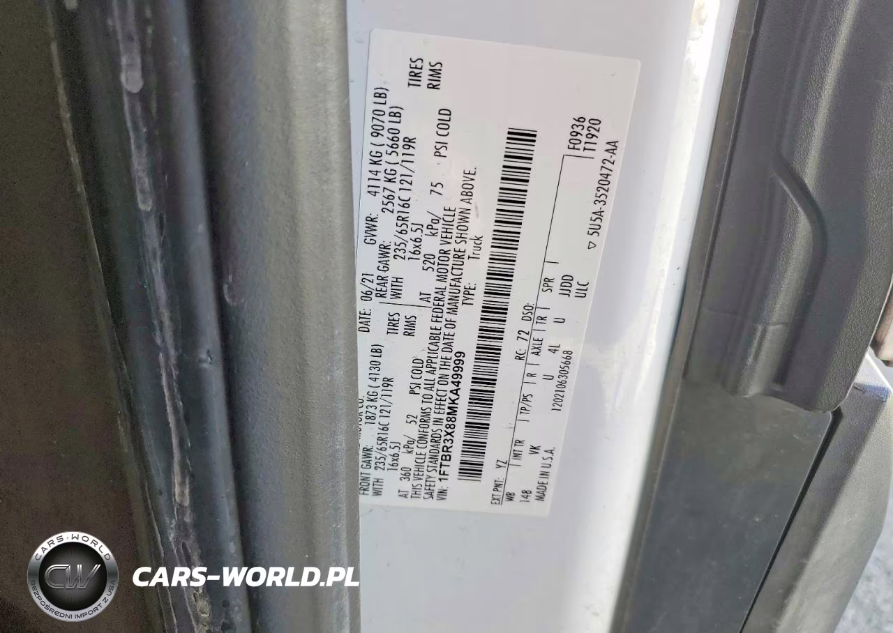 2021 Ford Transit T-250 VIN:1FTBR3X88MKA49999 - 14