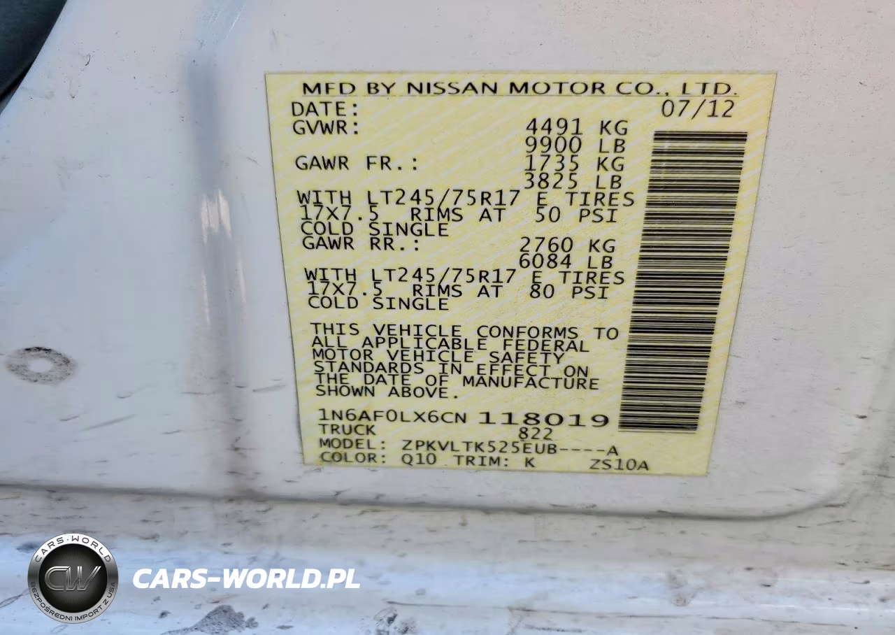 2012 Nissan Nv 2500 Hd S VIN:1N6AF0LX6CN118019 - 13