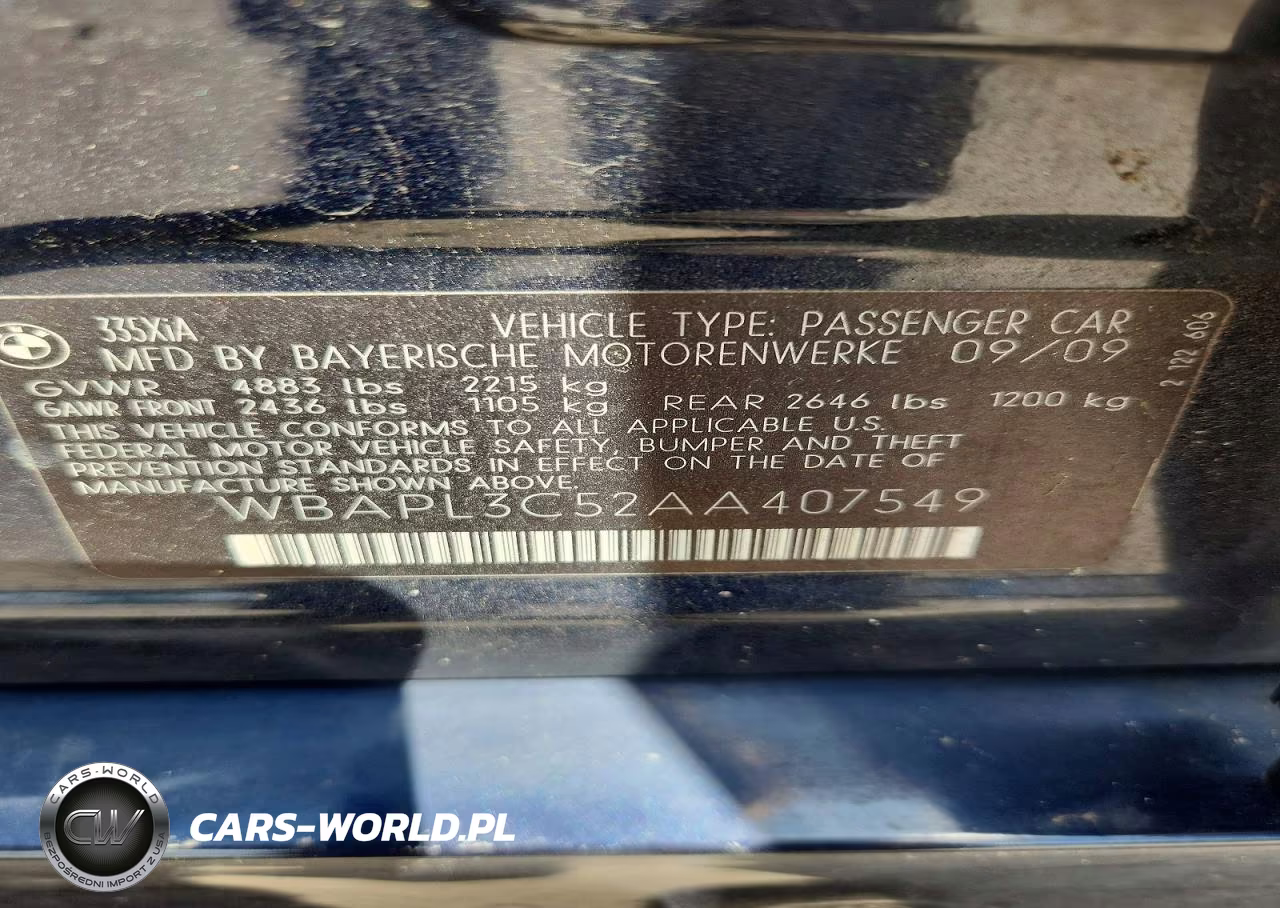 2010 BMW 335 Xi VIN:WBAPL3C52AA407549 - 12