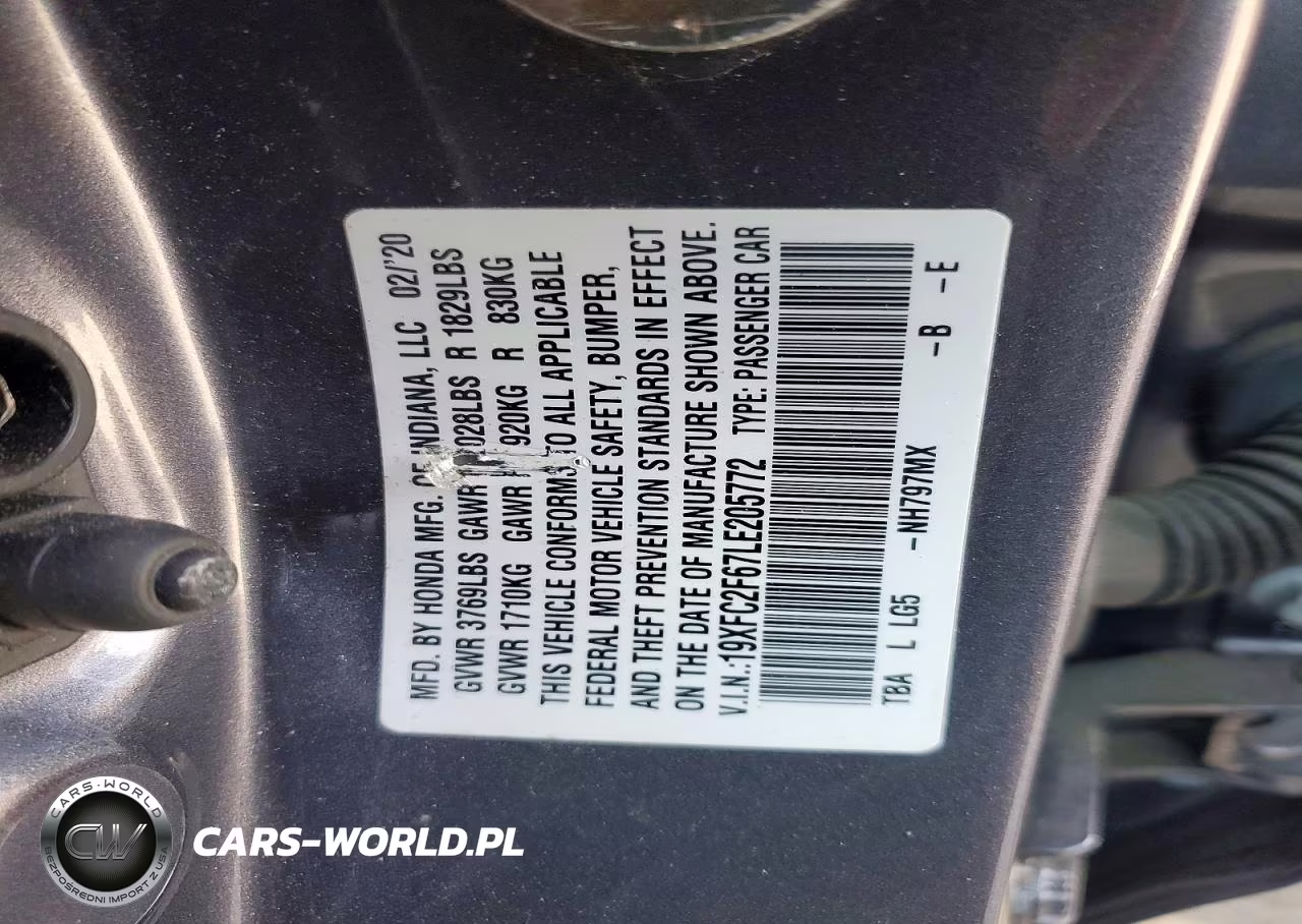 2020 Honda Civic Lx VIN:19XFC2F67LE205772 - 12