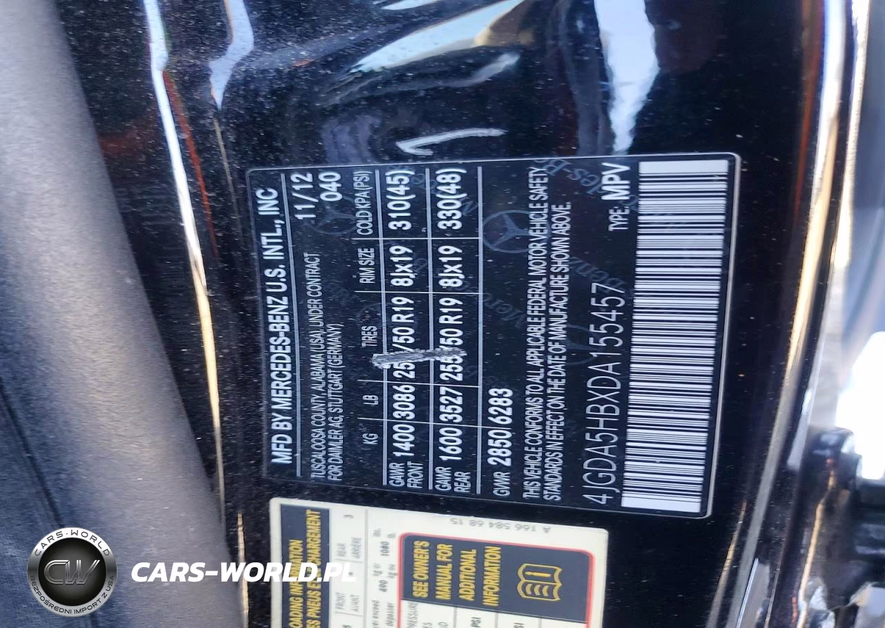2013 Mercedes-Benz Ml 350 4Matic VIN:4JGDA5HBXDA155457 - 13