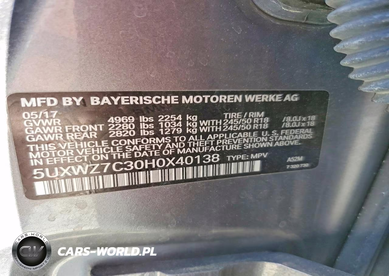 2017 BMW X3 Sdrive28I VIN:5UXWZ7C30H0X40138 - 14