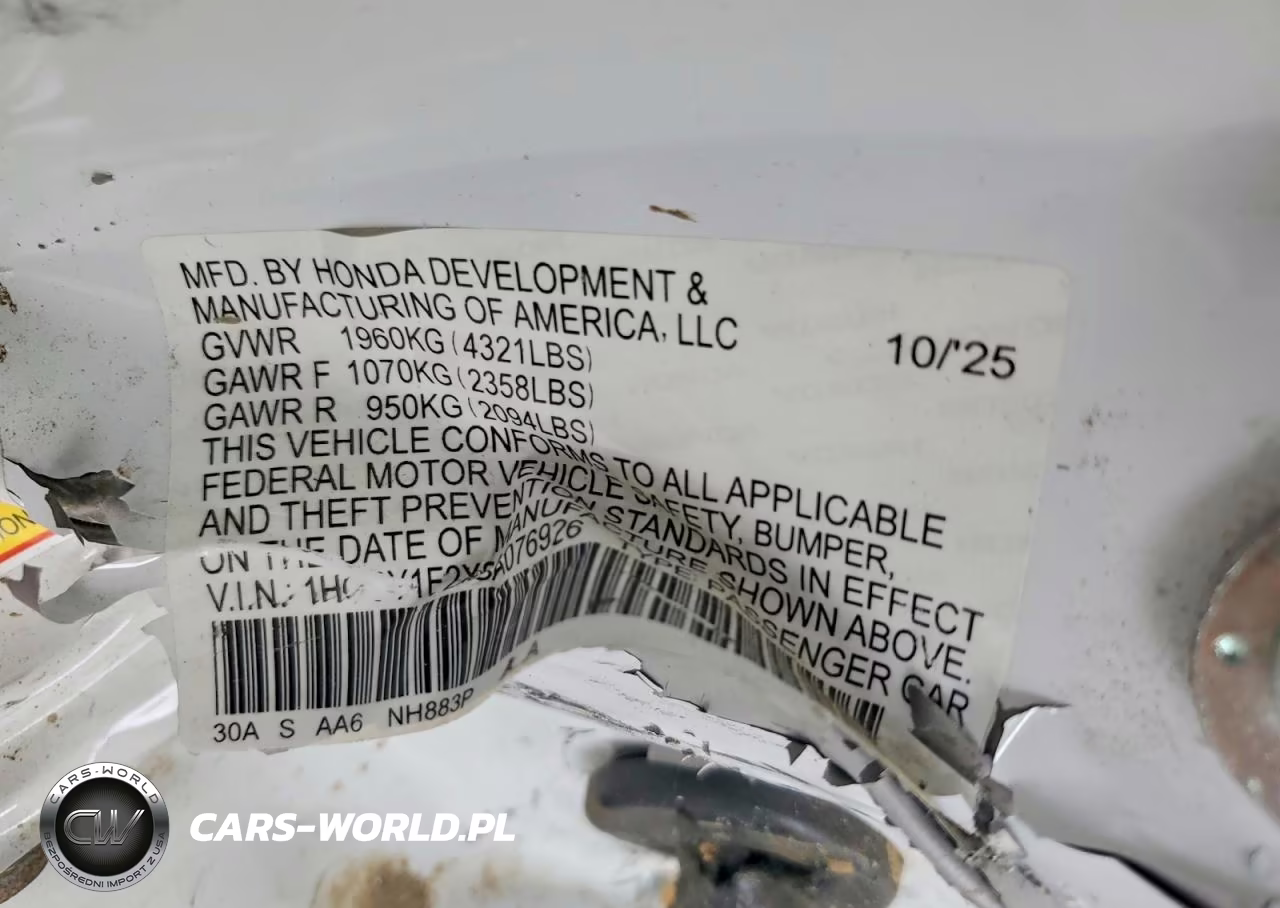 2025 Honda Accord Lx VIN:1HGCY1F2XSA076926 - 12