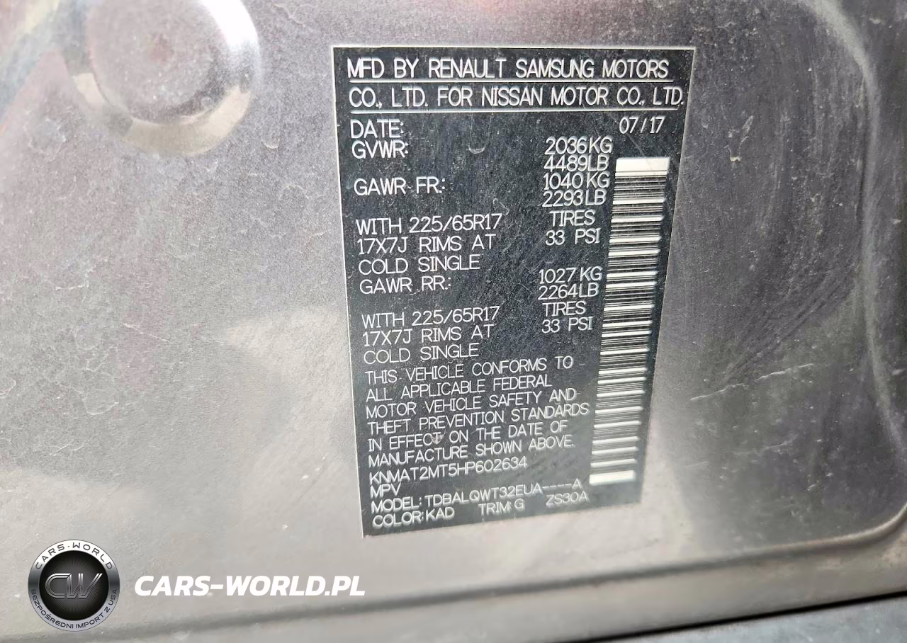 2017 Nissan Rogue Sv VIN:KNMAT2MT5HP602634 - 14