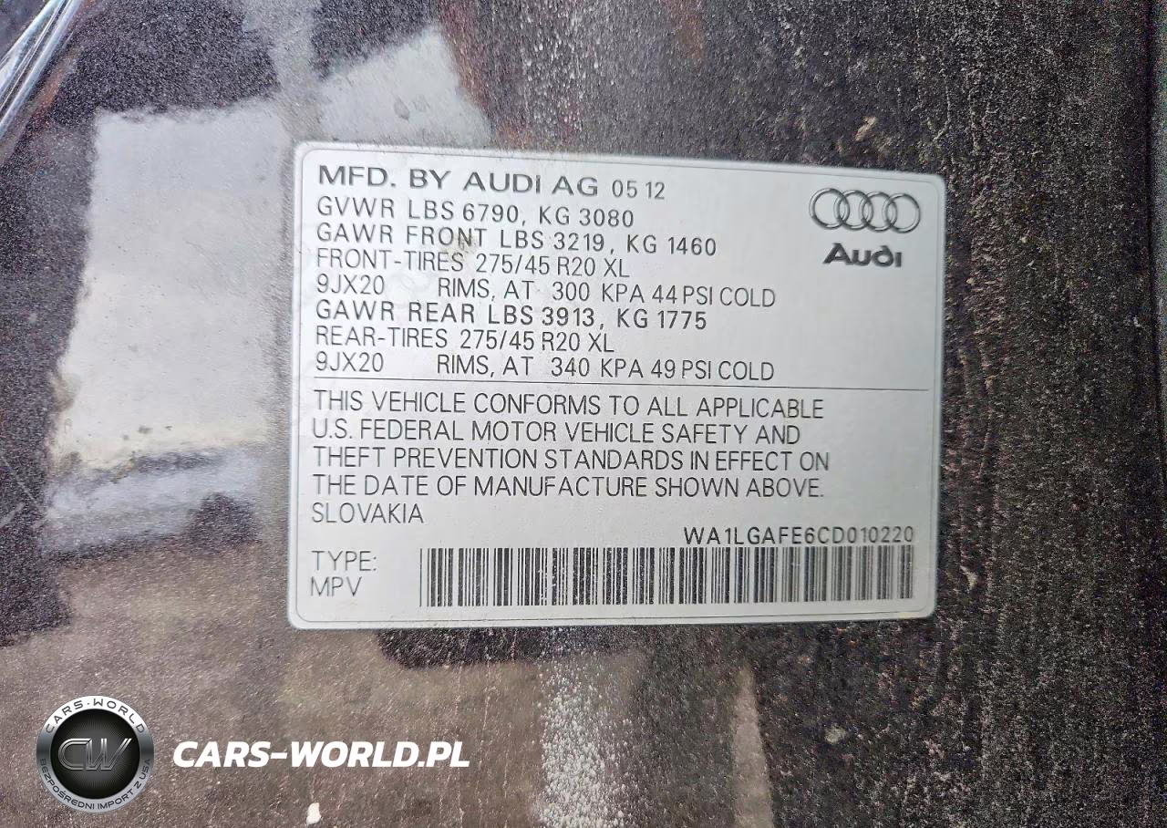 2012 Audi Q7 Premium Plus VIN:WA1LGAFE6CD010220 - 13