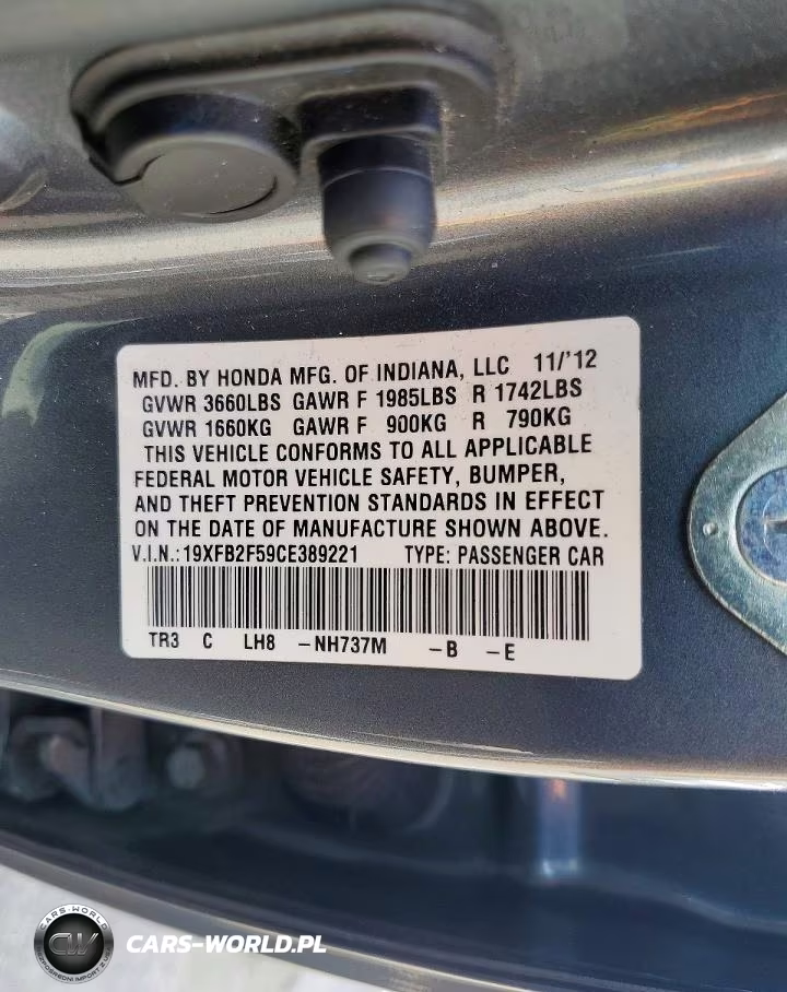 2012 Honda Civic Lx VIN:19XFB2F59CE389221 - 12